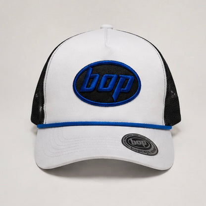BOP Trucker Snapback — White/Royal Blue