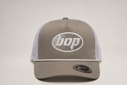 BOP Trucker Snapback — Grey/White