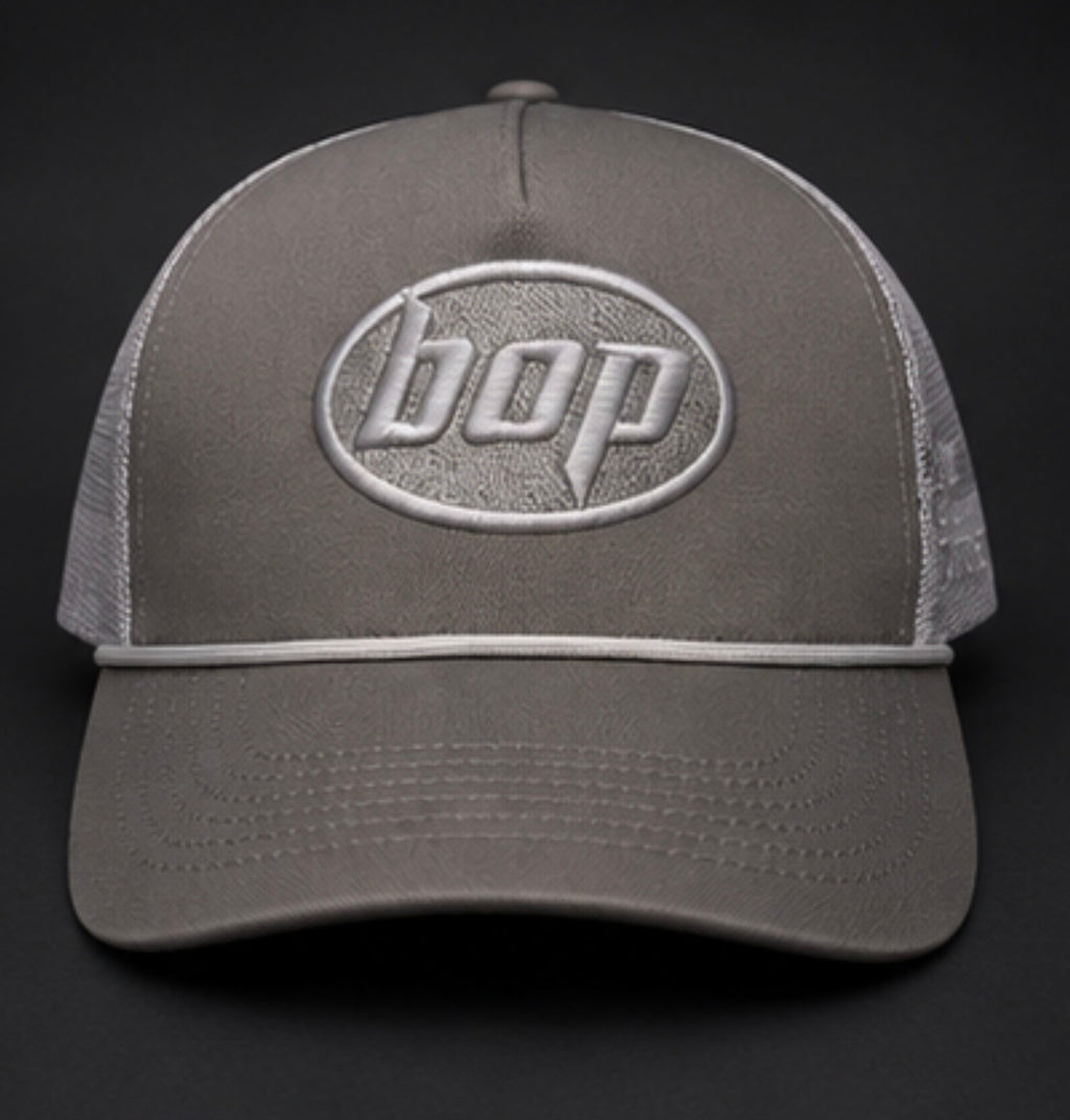 BOP Trucker Snapback — Grey/White
