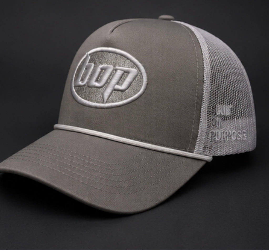 BOP Trucker Snapback — Grey/White