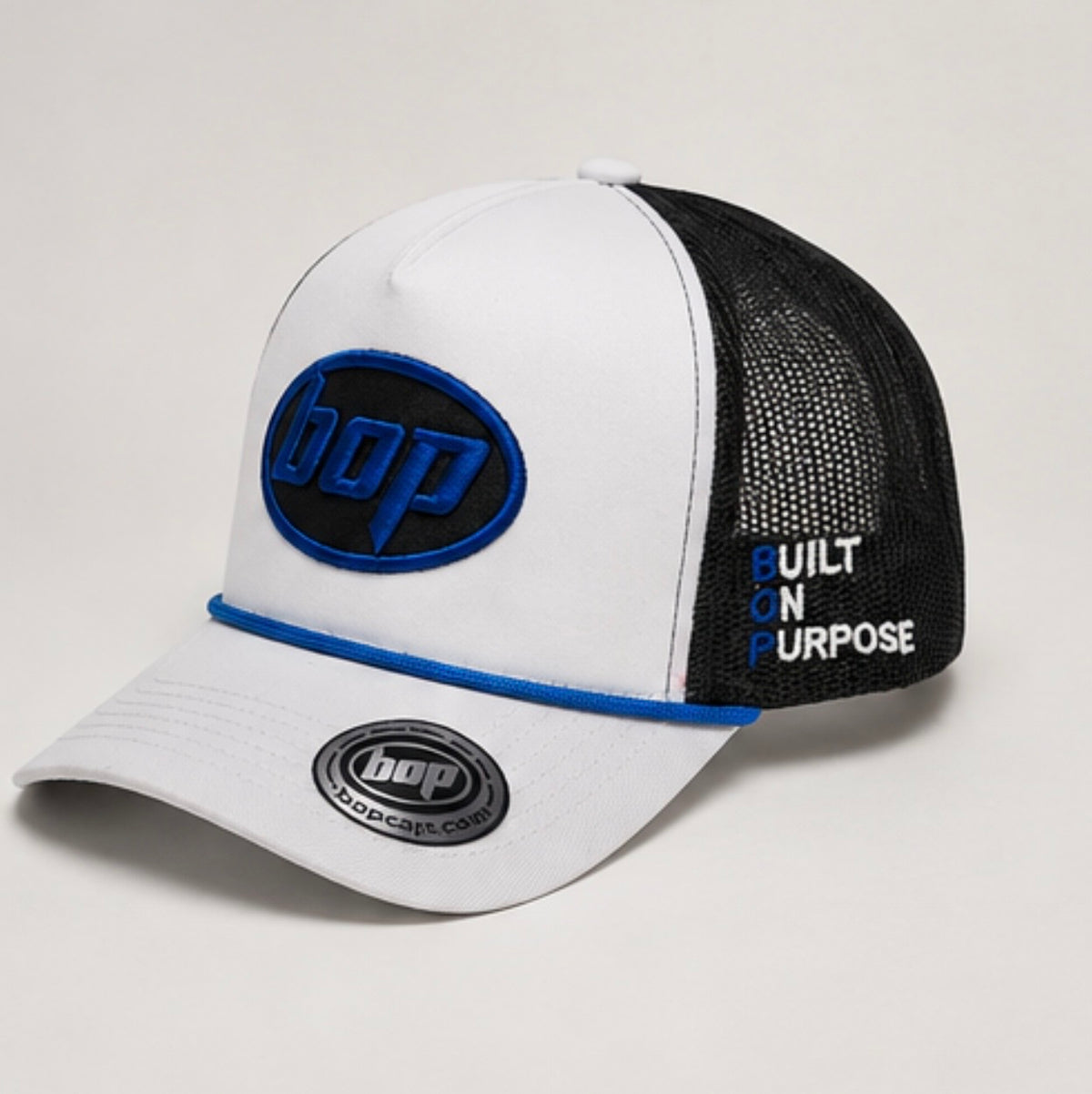 BOP Trucker Snapback — White/Royal Blue