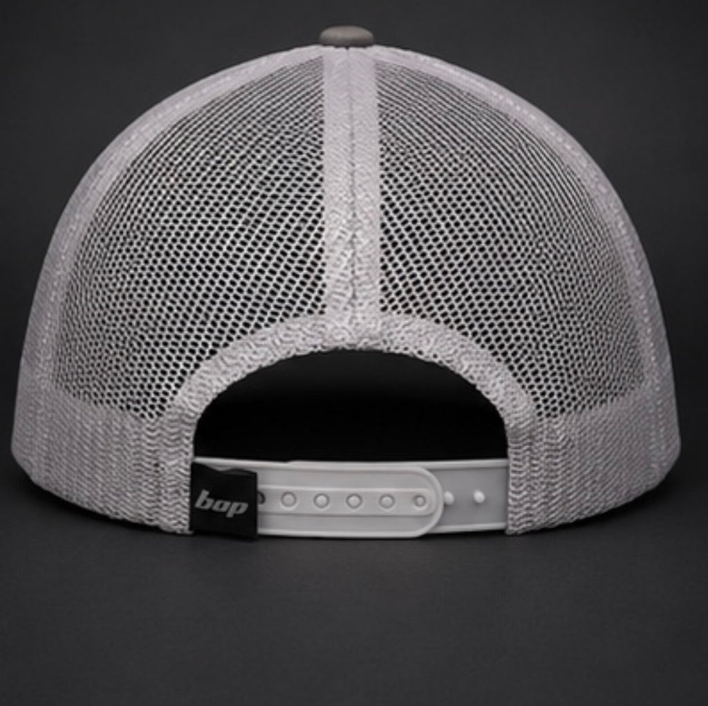 BOP Trucker Snapback — Grey/White