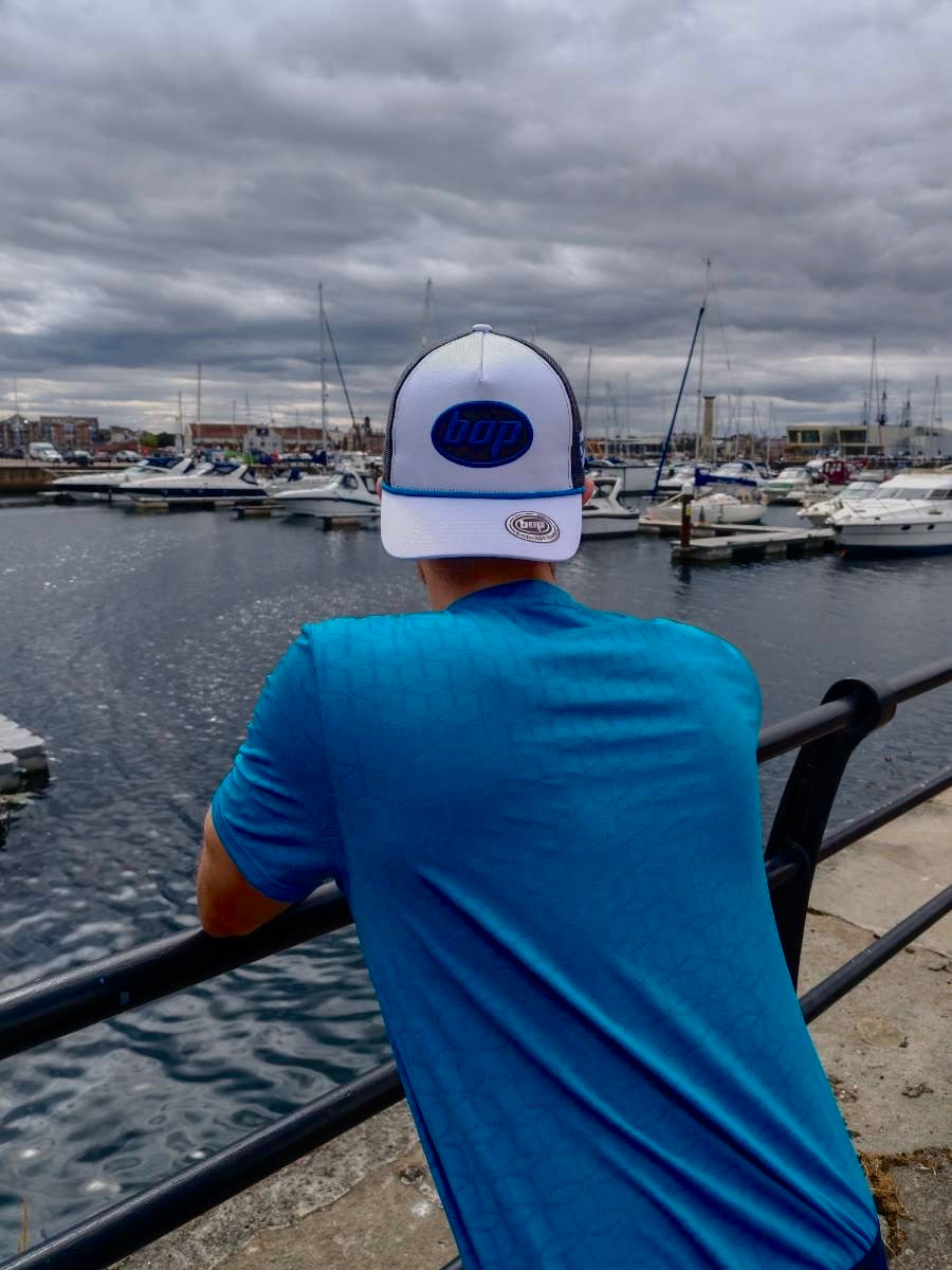 BOP Trucker Snapback — White/Royal Blue