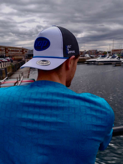 BOP Trucker Snapback — White/Royal Blue